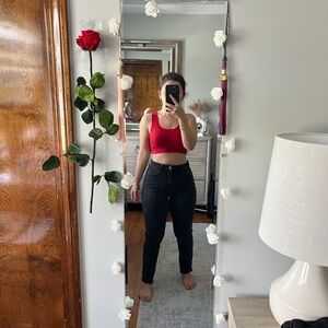 Black wash high waisted jeans